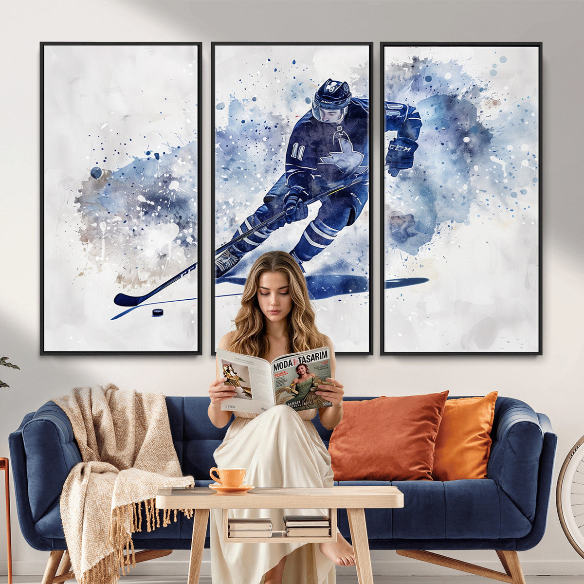 39795-MGV-CV-36X24 - Hockey Player Wall Art Canvas Print