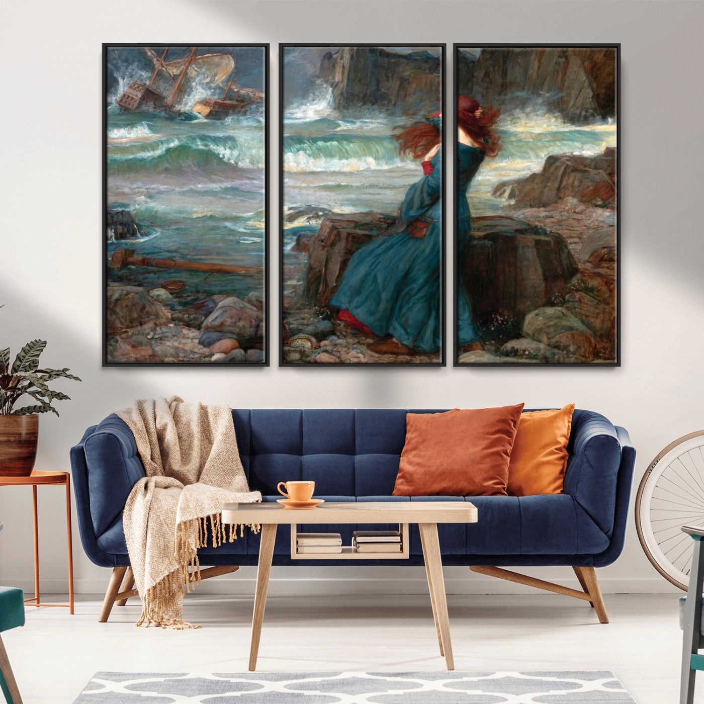 -Miranda by the Shore Wall Art Canvas Print – Tempest Scene Ocean Storm – Ready to Hang