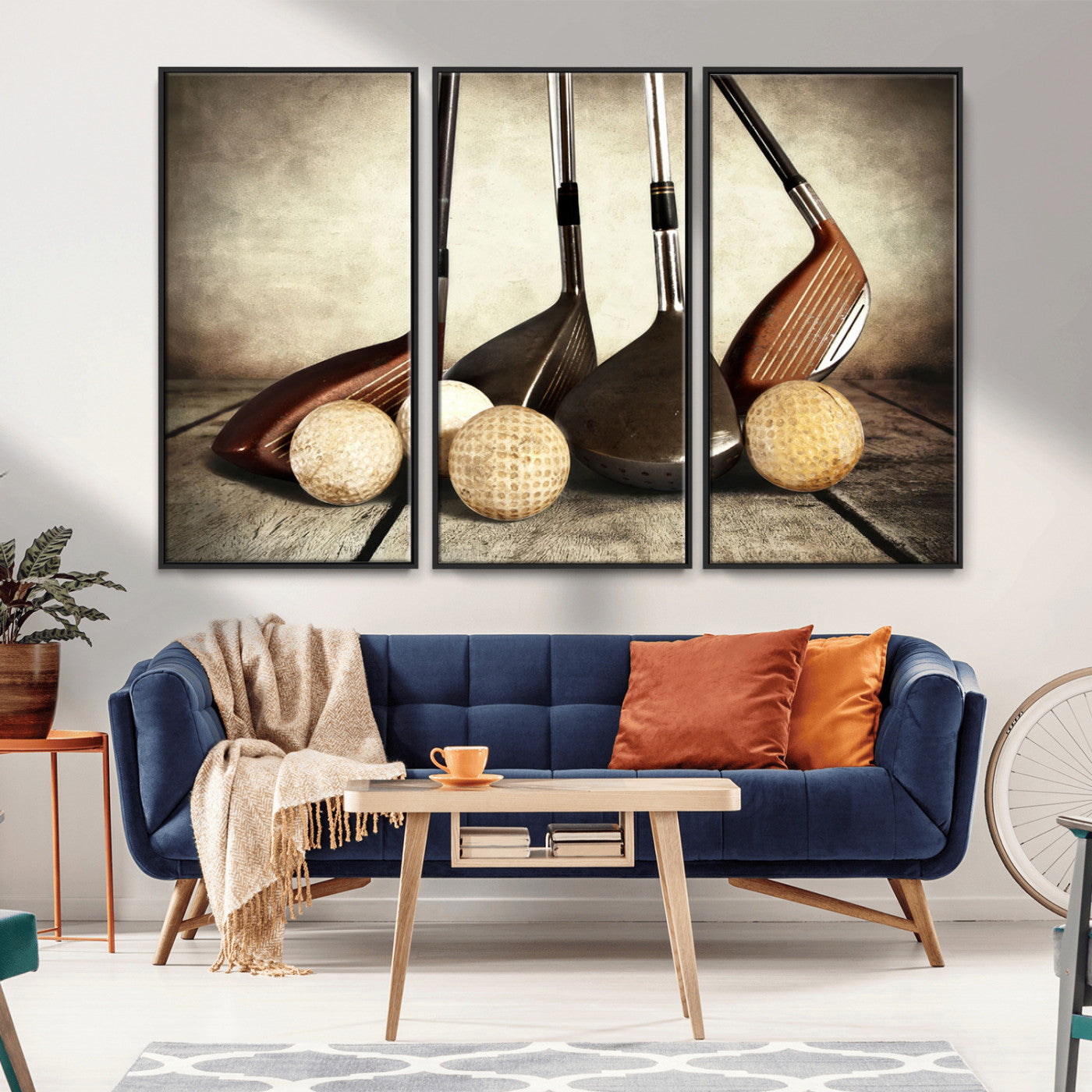 MGV-FC-48X32-3P - Vintage Golf Ball Art | Golf Decor for Man Cave or Office | Ready to Hang and Framed