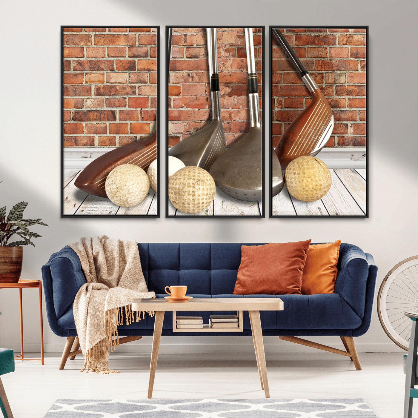 MGV-FC-48X32-3P - Vintage Golf Ball Wall Art Canvas Print | Golf Decor for Man Cave or Office | Ready to Hang and
