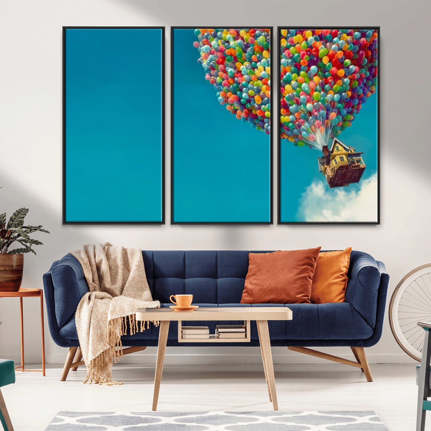 MGV-FC-48X32-3P - Carl Fredricksen, Up Movie Wall Art, Colorful Balloon House Art | Whimsical Wall Decor for Living