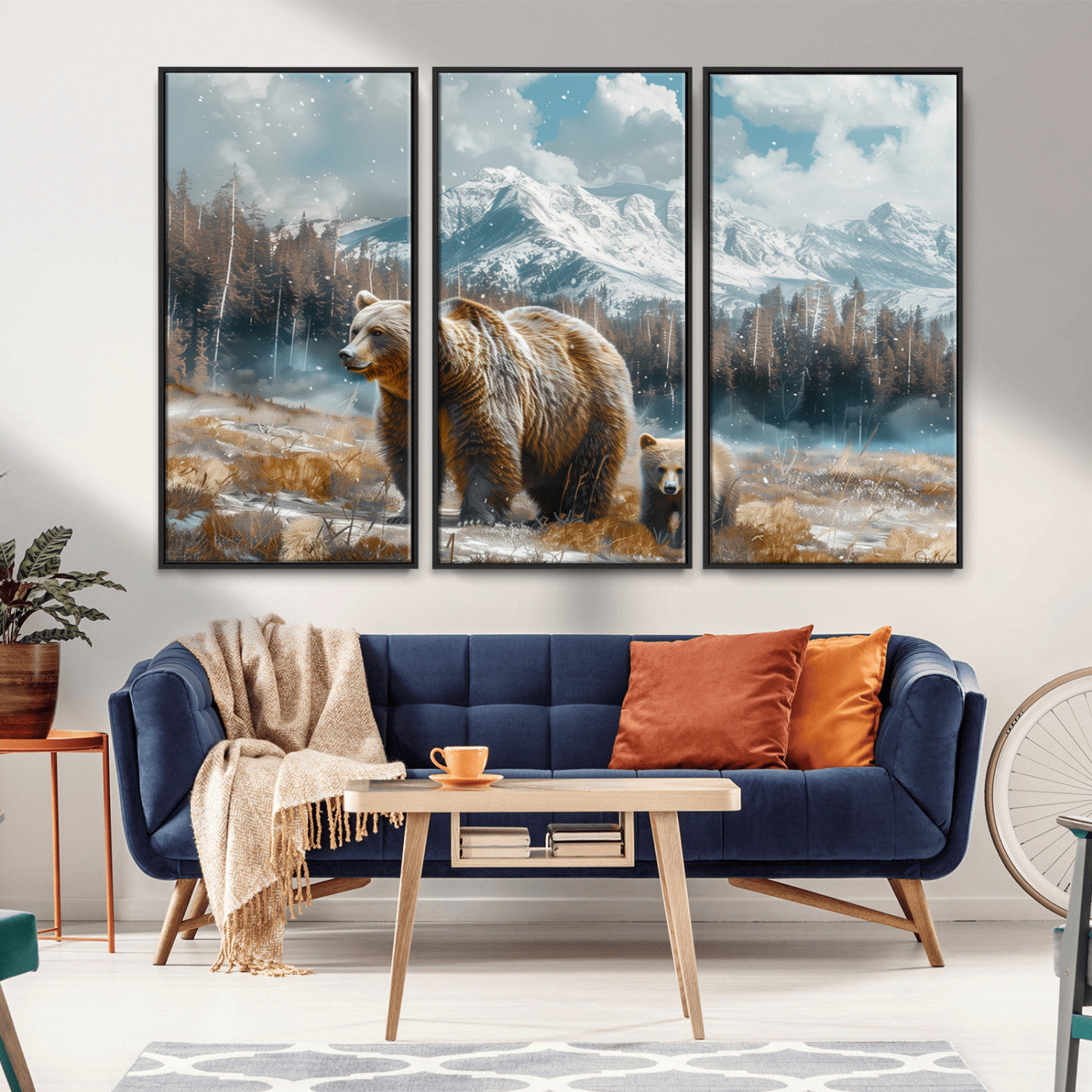 MGV-FC-48X32-3P - Bear and Baby Bear Wall Art Canvas Print