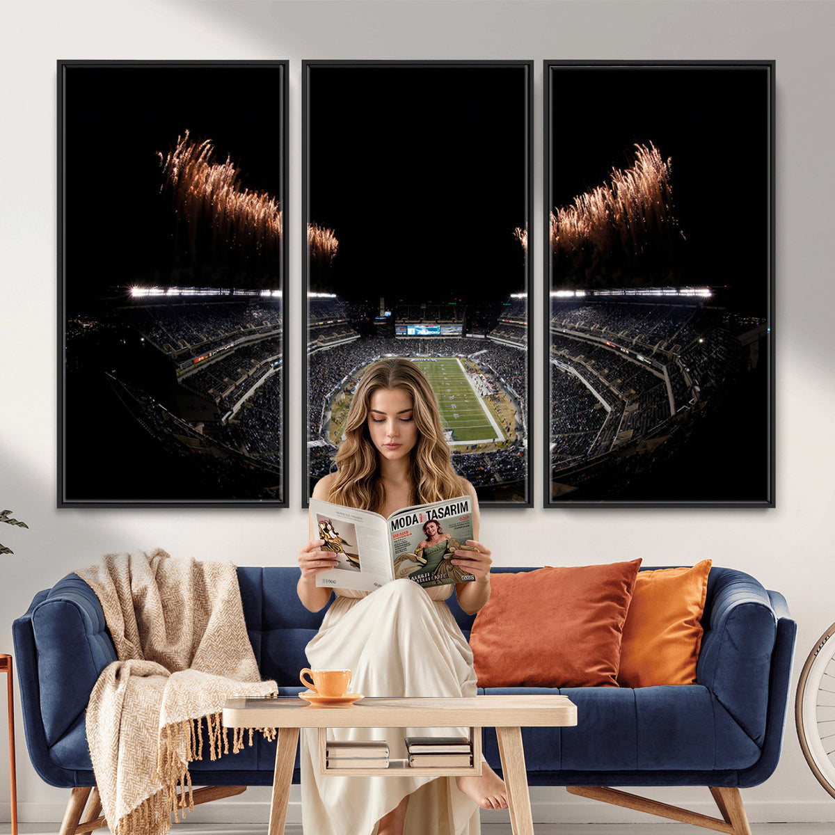 89680-MGV-CV-36X24 - Eagles Field Stadium Wall Art, Philadelphia Eagles Football, Framed and Ready to Hang
