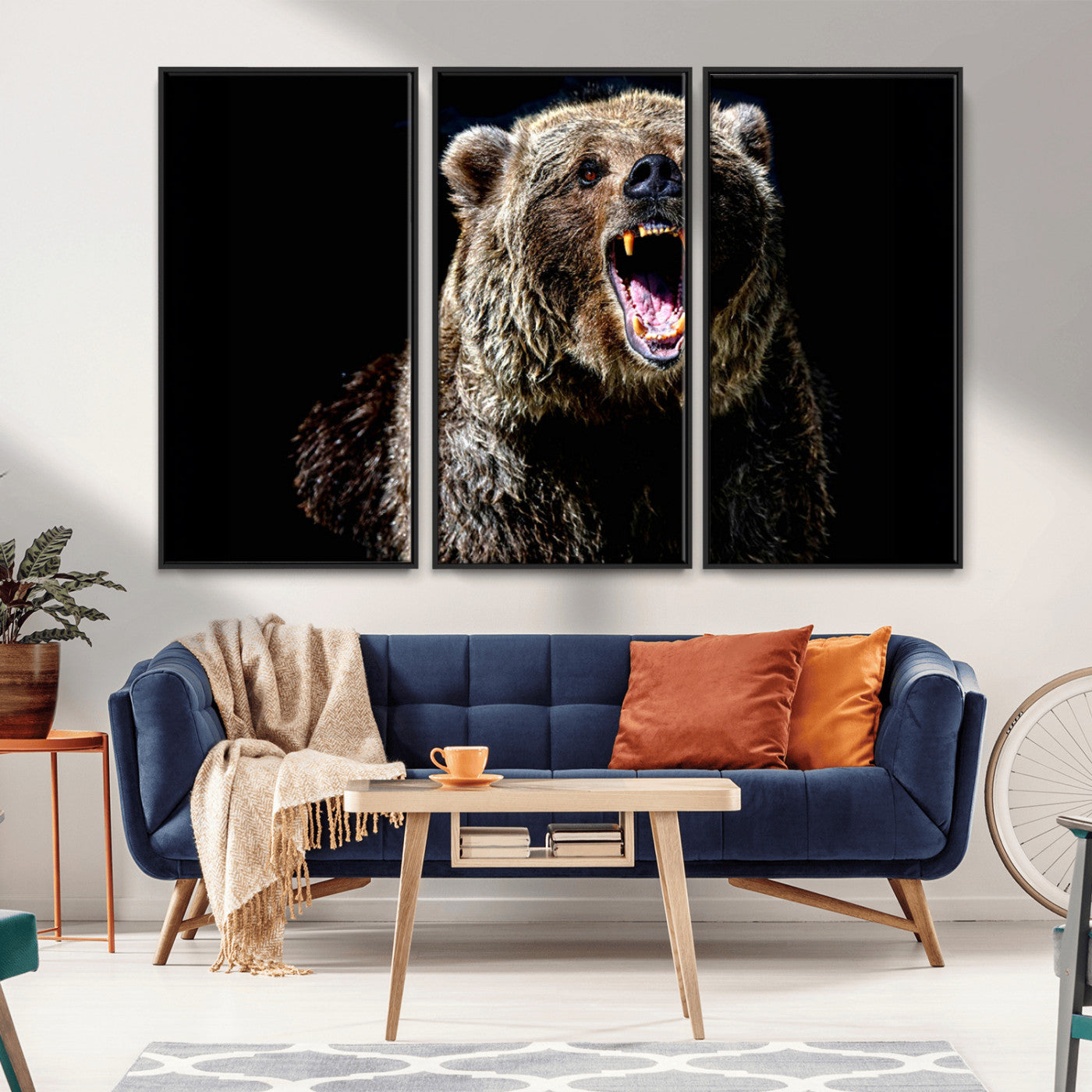 MGV-FC-48X32-3P - Grizzly Bear Canvas Print | Wildlife Wall Art for Cabin Decor | Ready to Hang Framed