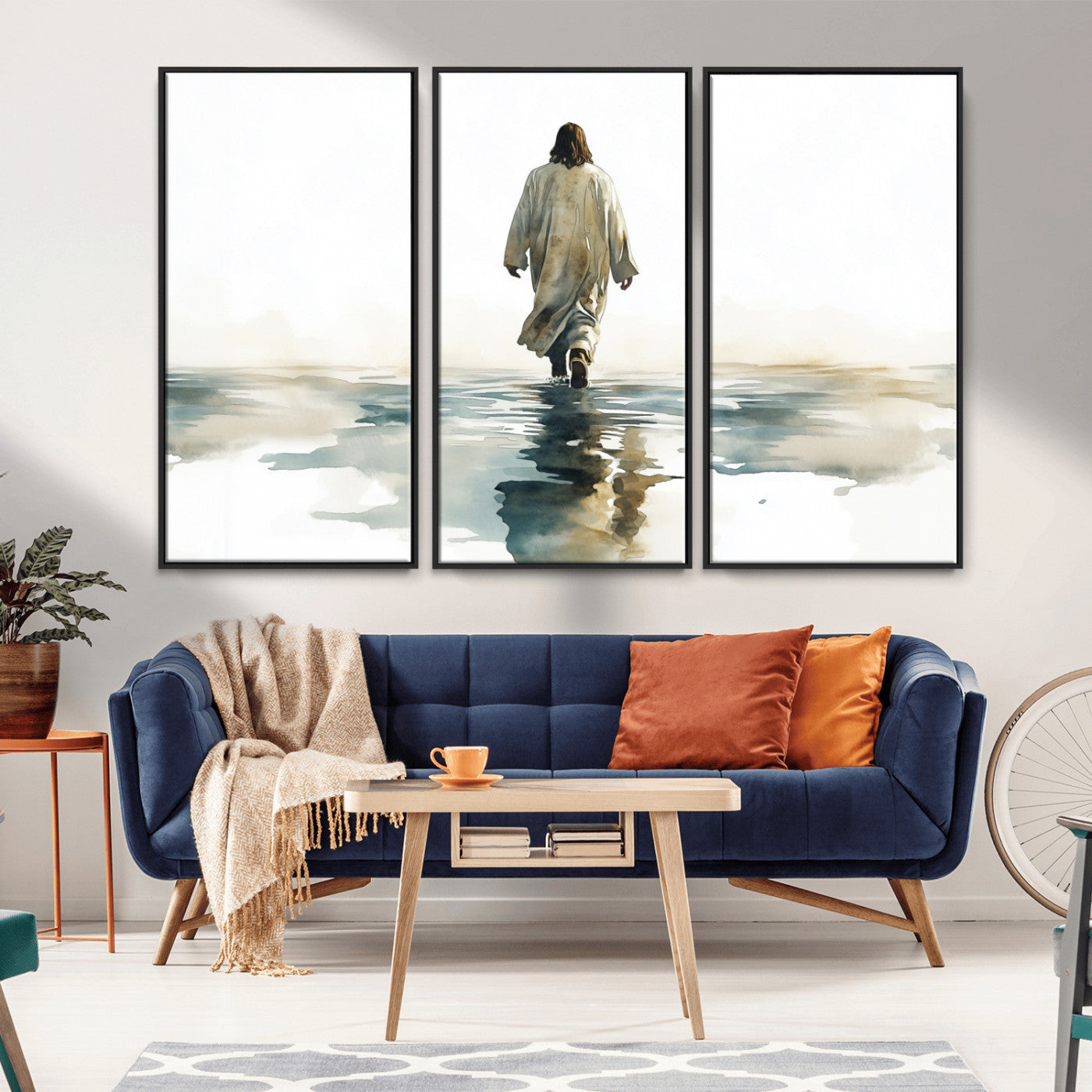 MGV-FC-48X32-3P - Abstract Jesus Wall Art Canvas Print, Christian Wall Art, Jesus Christ Walking
