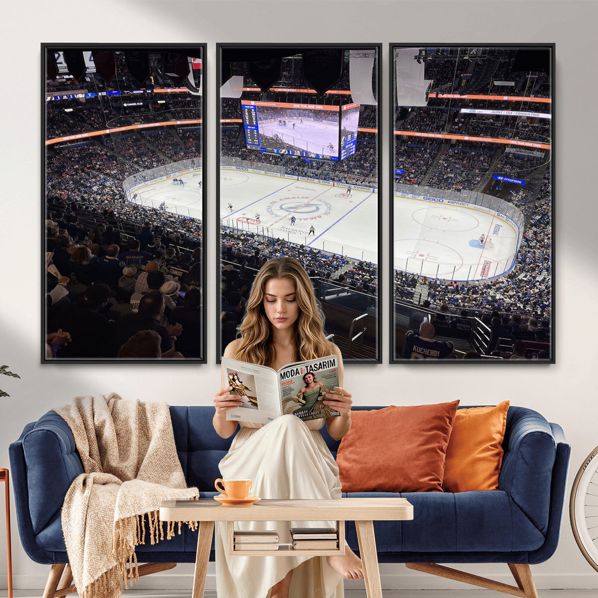 51641-MGV-CV-36X24 - Amalie Arena Florida Wall Art Canvas Print, NHL Hockey, Framed and Ready to Hang