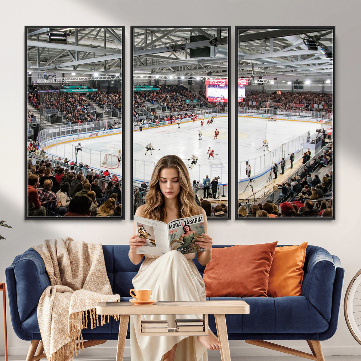 79352-MGV-CV-36X24 - Lausanne Arena Ice Hockey Stadium Wall Art Canvas Print