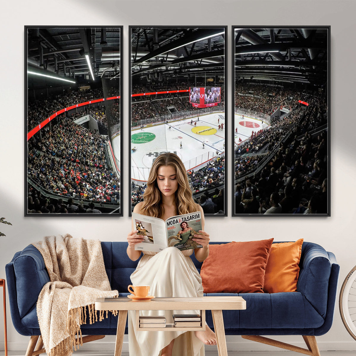 46282-MGV-CV-36X24 - Vaudoise Lausanne Ice Hockey Arena Stadium Wall Art Canvas