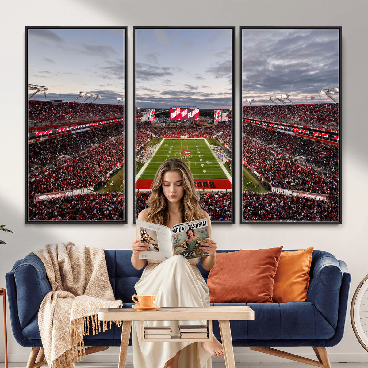 35698-MGV-CV-36X24 - Florida Tampa Raymond James Stadium Wall Art Canvas Print - NFL Football Stadium Print Canvas