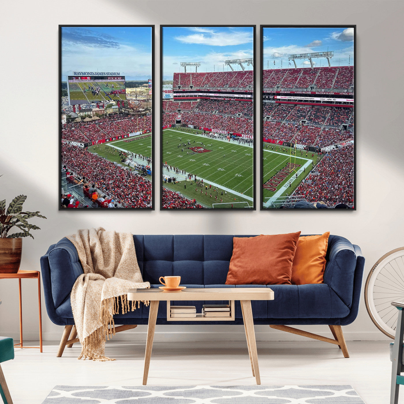 MGV-FC-48X32-3P - Florida Tampa Raymond James Stadium Wall Art Canvas Print - NFL Football Stadium Print Canvas