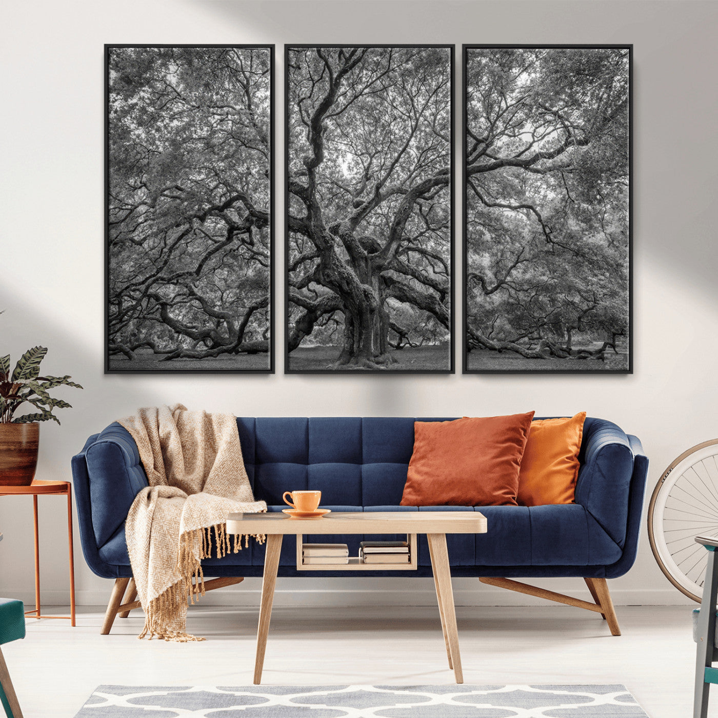 97240-MGV-CV-36X24-Majestic Angel Oak Tree Black and White Canvas Print – Multi Panel Wall Art, Giclée Print, Ready to