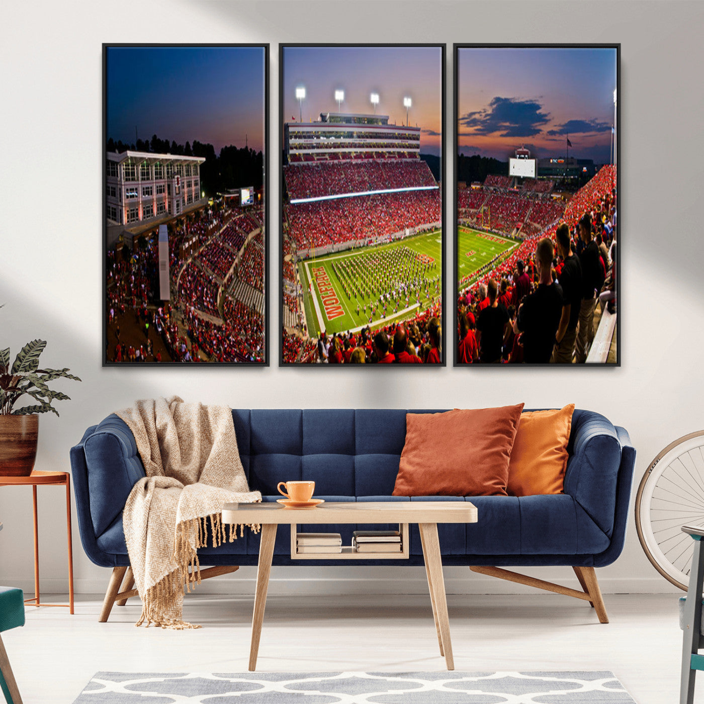 MGV-FC-48X32-3P - NC State Wolfpack Football Team Print - Raleigh Carter-Finley Stadium Wall Art Canvas Print
