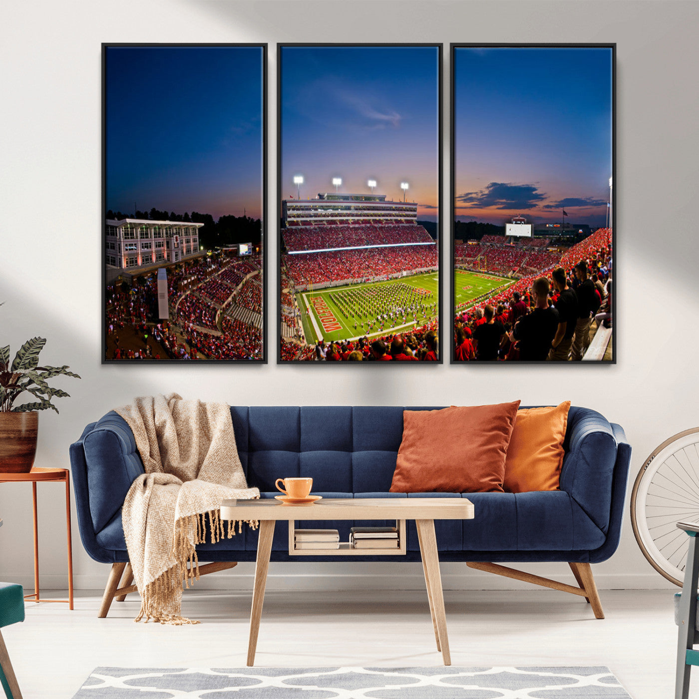 MGV-FC-48X32-3P - NC State Wolfpack Football Team Print - Raleigh Carter-Finley Stadium Wall Art Canvas Print