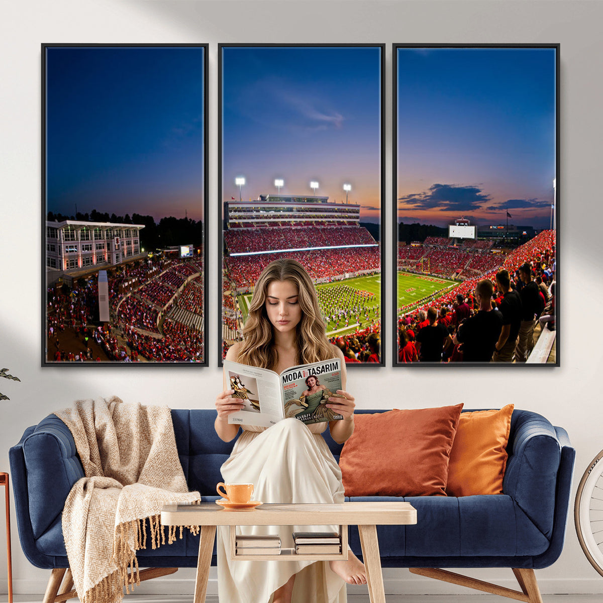 33313-MGV-CV-36X24 - NC State Wolfpack Football Team Print - Raleigh Carter-Finley Stadium Wall Art Canvas Print