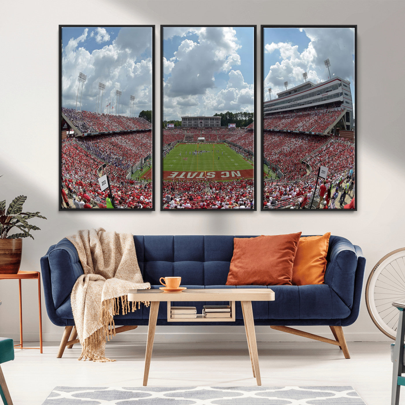 MGV-FC-48X32-3P - NC State Wolfpack Football Team Print Canvas- Raleigh Carter-Finley Stadium Wall Art Canvas Print