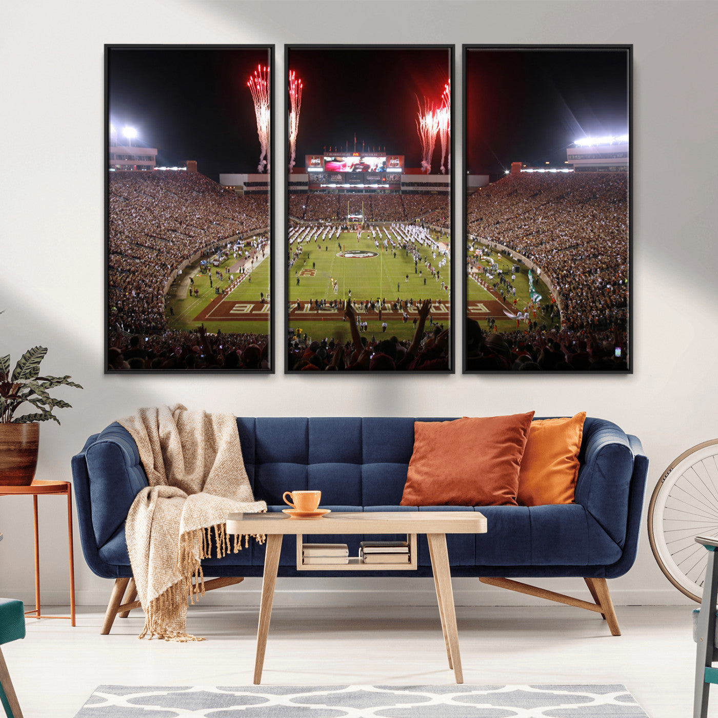 MGV-FC-48X32-3P - Framed Florida State Seminoles Football Team Print - Tallahassee Doak Campbell Stadium Wall Art