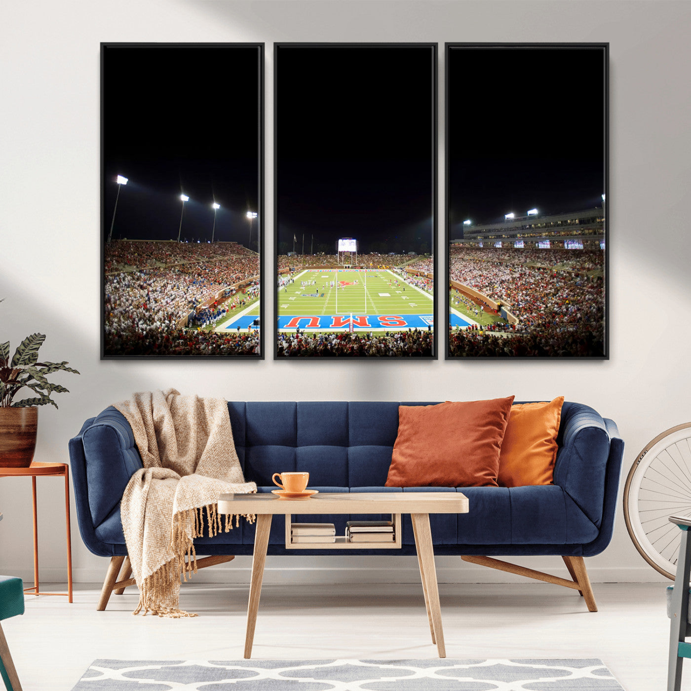 MGV-FC-48X32-3P - SMU Mustangs Football Team Print - Dallas Gerald J. Ford Stadium Wall Art Canvas Print