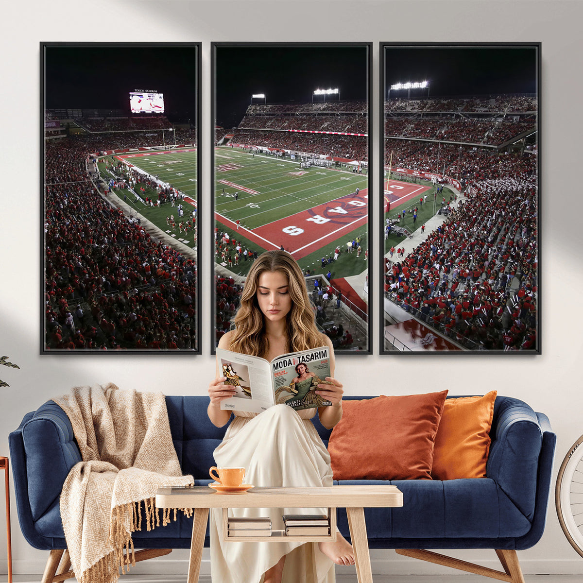 94207-MGV-CV-36X24 - Houston Cougars Football Team Print - Houston TDECU Stadium Wall Art Canvas Print
