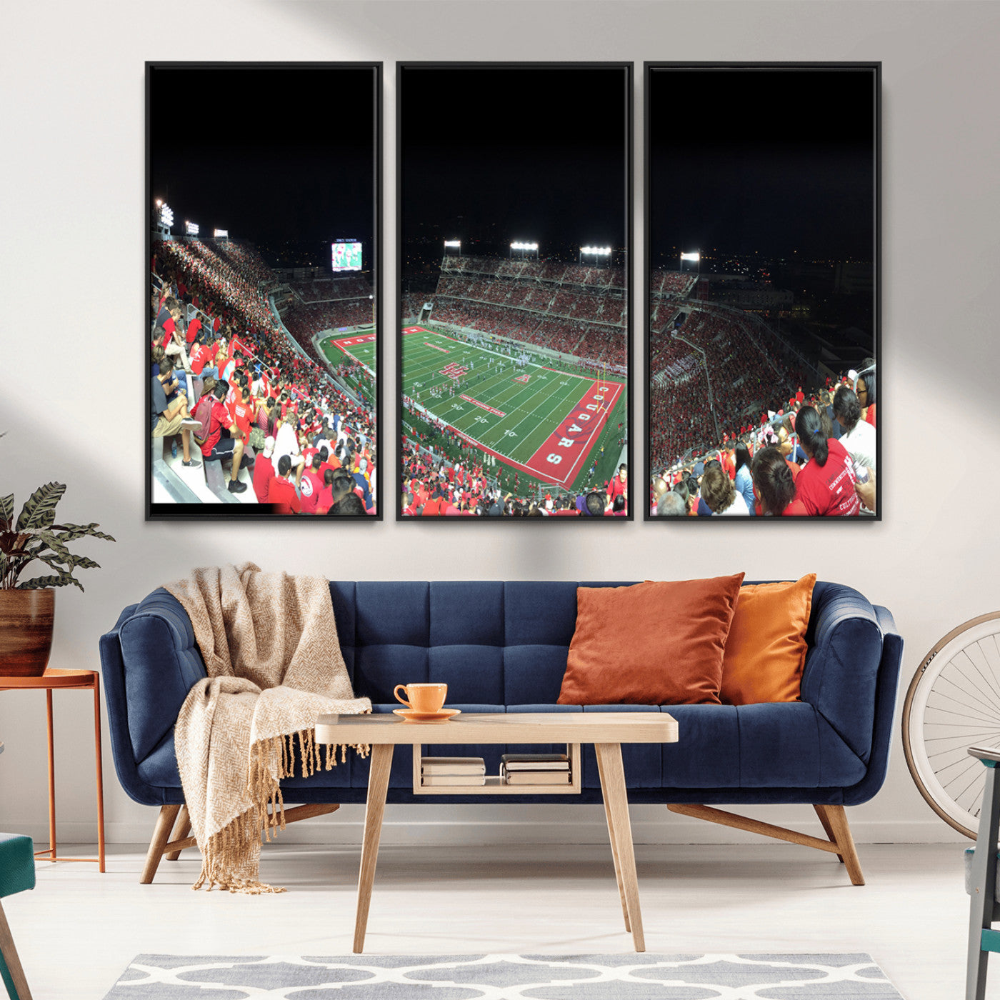MGV-FC-48X32-3P - Houston Cougars Football Team Print - Houston TDECU Stadium Wall Art Canvas Print