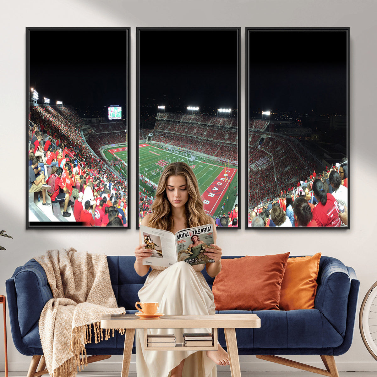 67036-MGV-CV-36X24 - Houston Cougars Football Team Print - Houston TDECU Stadium Wall Art Canvas Print