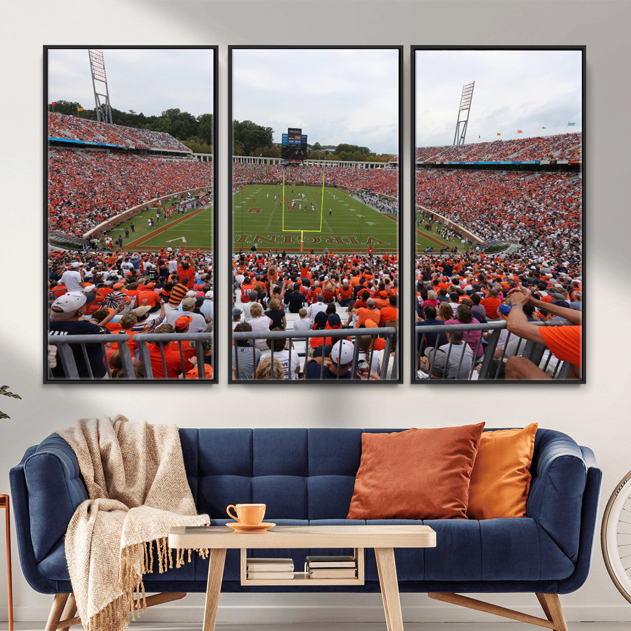 63606-MGV-CV-36X24 - Virginia Cavaliers Football Team Print - Charlottesville Scott Stadium Print Wall Art Canvas