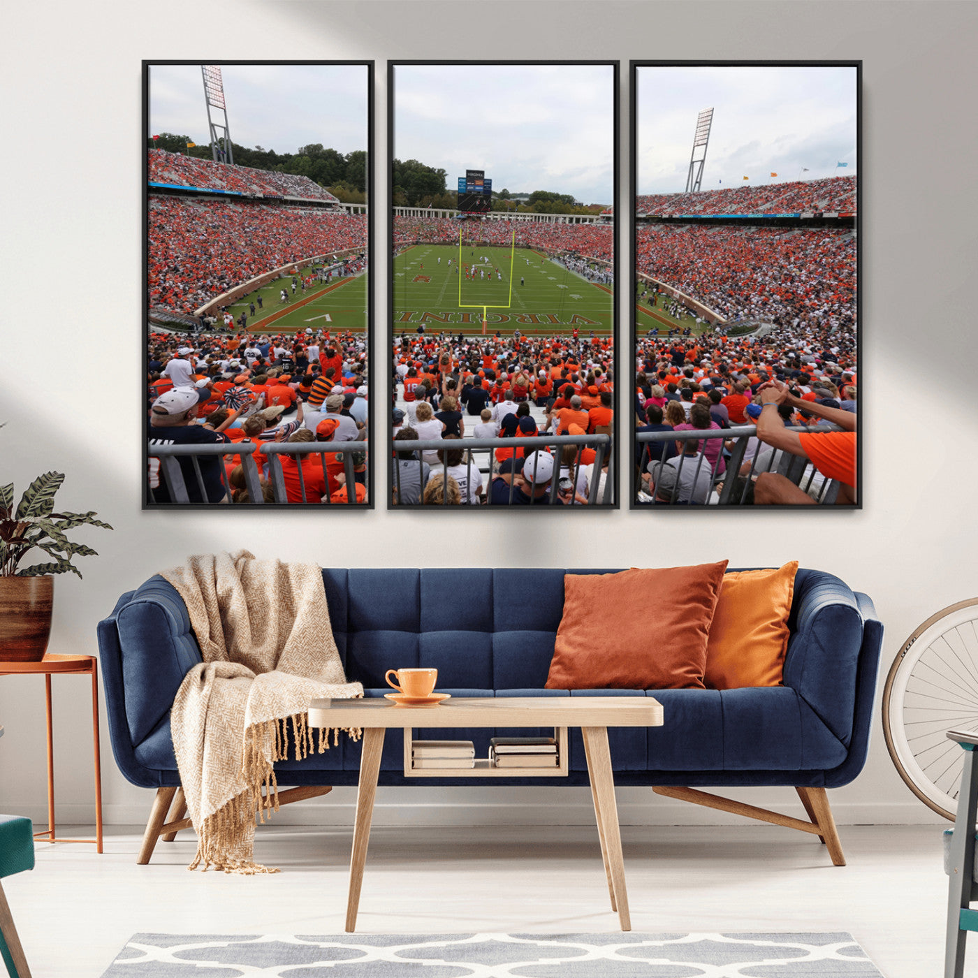 MGV-FC-48X32-3P - Virginia Cavaliers Football Team Print - Charlottesville Scott Stadium Print Wall Art Canvas