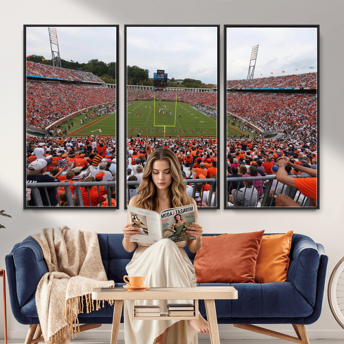 63606-MGV-CV-36X24 - Virginia Cavaliers Football Team Print, Charlottesville, Extra Large Game Room Wall Decor