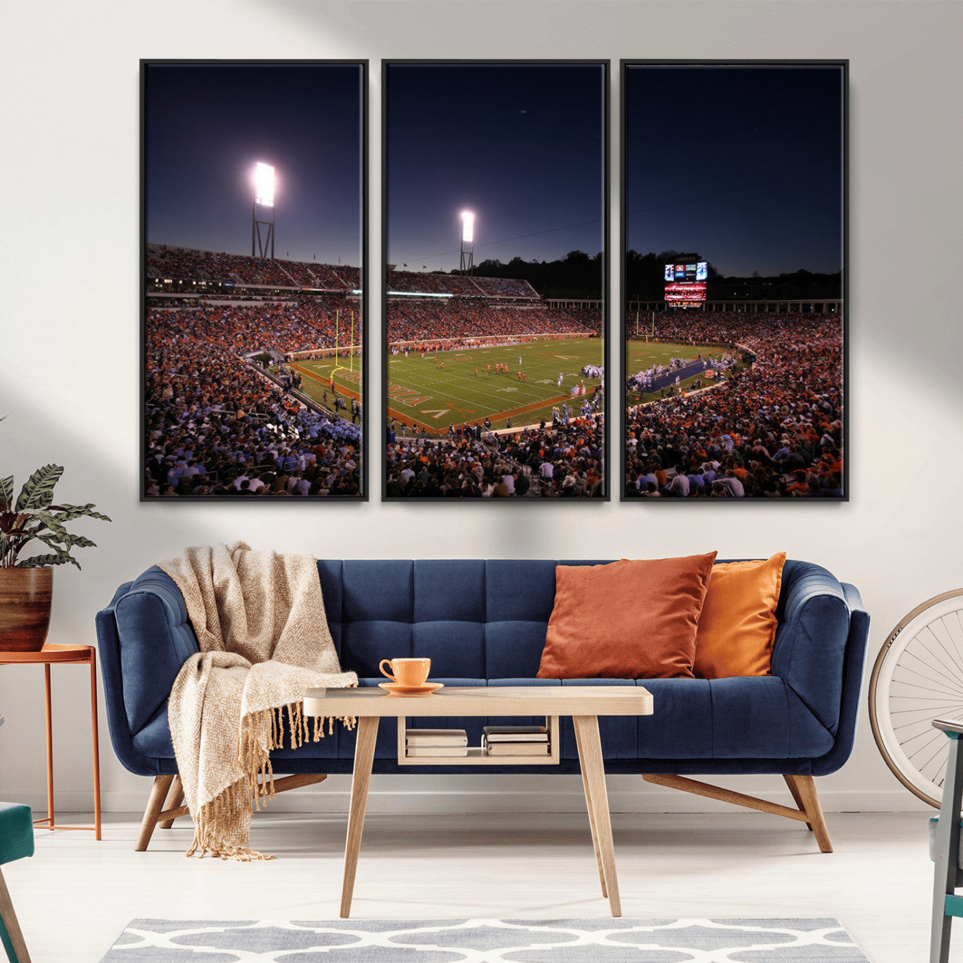 MGV-FC-48X32-3P - Virginia Cavaliers Football Team Print - Charlottesville Scott Stadium Canvas Print Wall Art