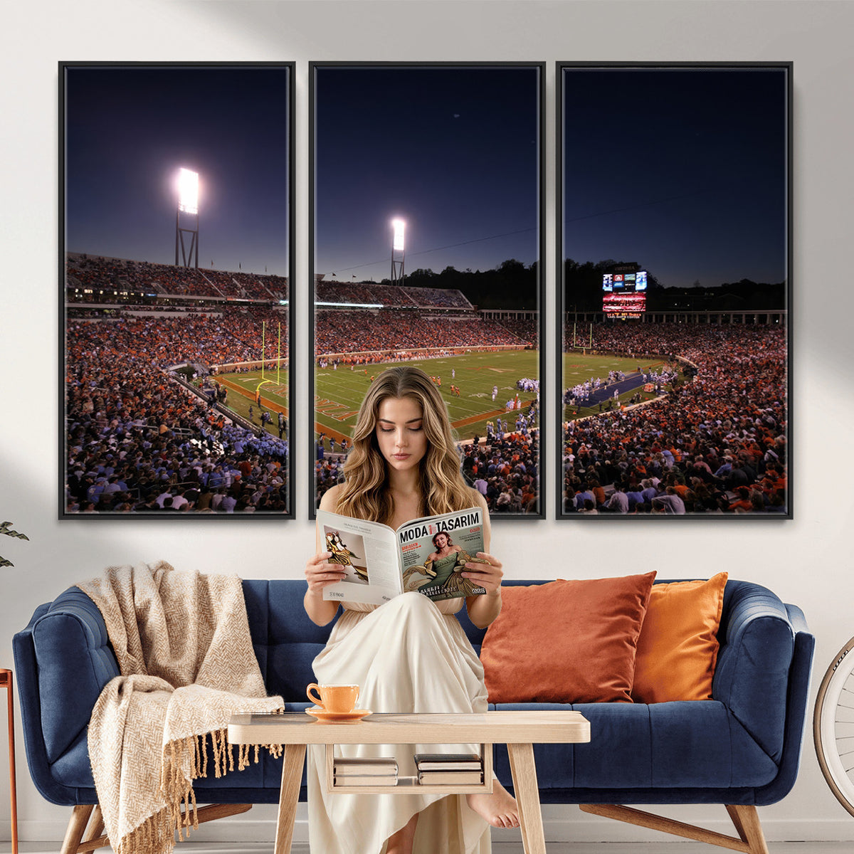 69378-MGV-CV-36X24 - Virginia Cavaliers Football Team Print - Charlottesville Scott Stadium Canvas Print Wall Art