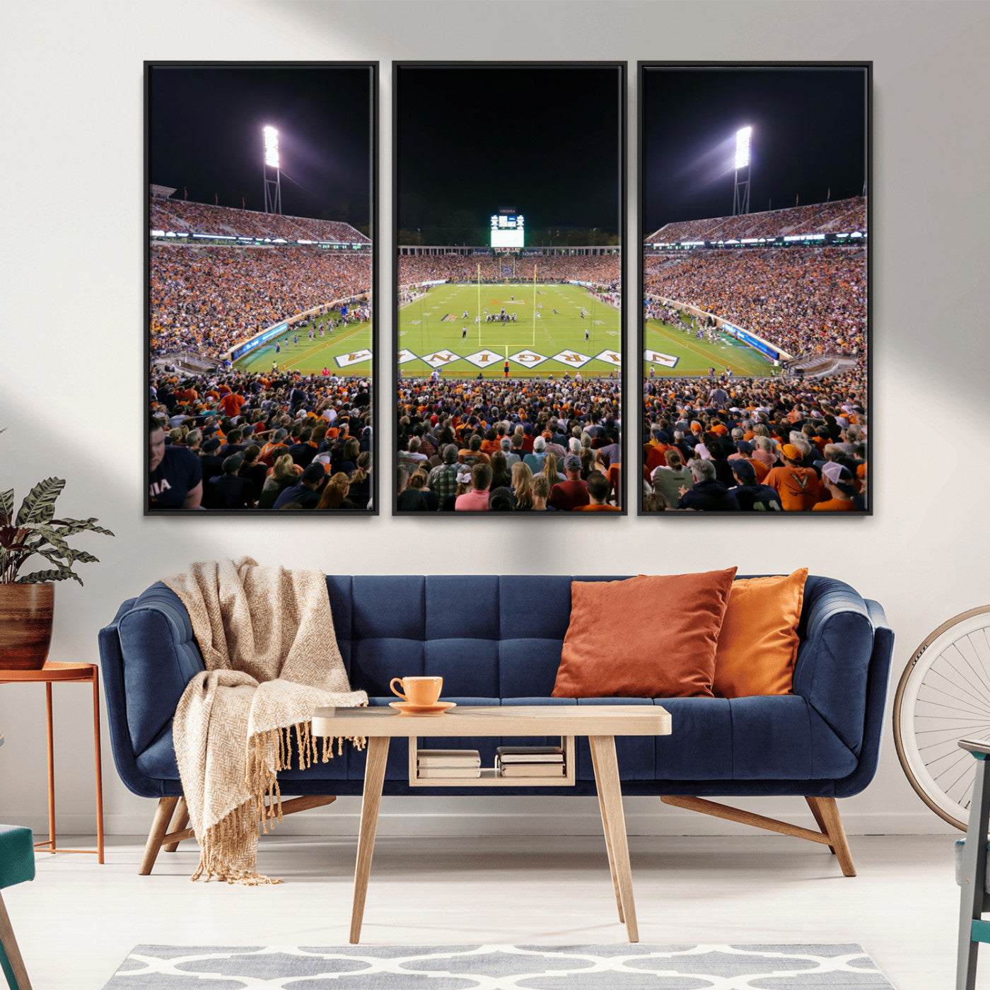 MGV-FC-48X32-3P - Virginia Cavaliers Football Team Print - Charlottesville Scott Stadium Wall Art Canvas Print