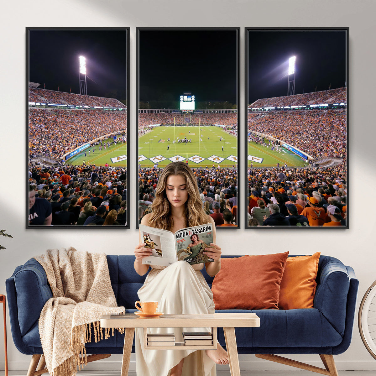 98441-MGV-CV-36X24 - Virginia Cavaliers Football Team Print - Charlottesville Scott Stadium Wall Art Canvas Print