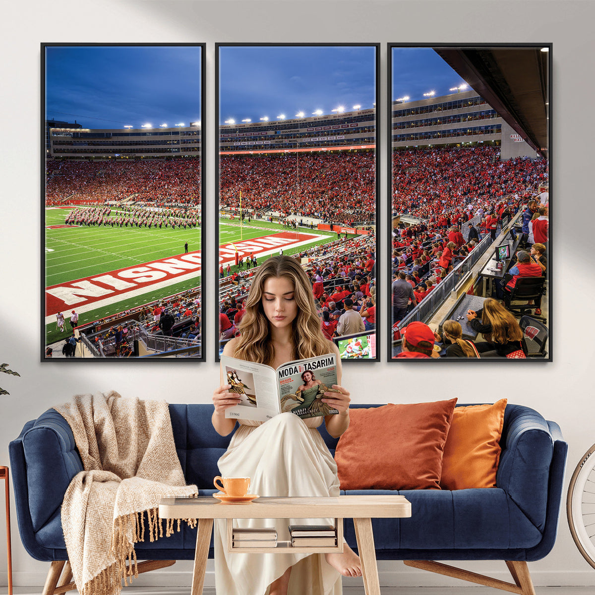57601-MGV-CV-36X24 - Wisconsin Badgers Football Team Print - Madison Camp Randall Stadium Wall Art, Wisconsin Badgers