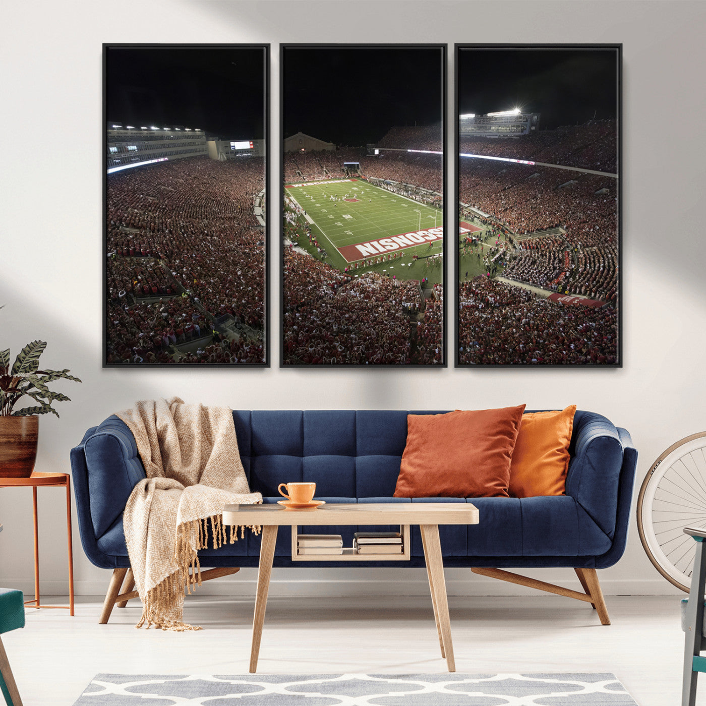 MGV-FC-48X32-3P - Wisconsin Badgers Football Team Print - Madison Camp Randall Stadium Wall Art Canvas Print