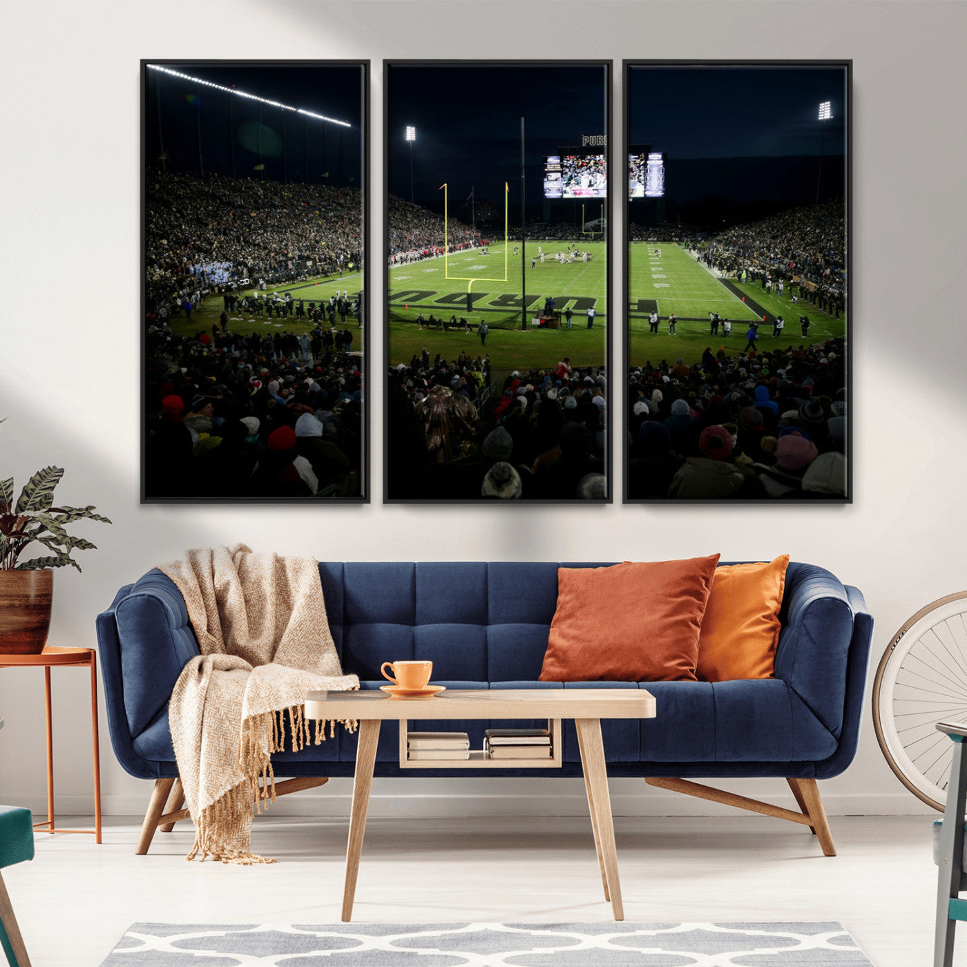 MGV-FC-48X32-3P - Purdue Boilermakers Football Team Print - West Lafayette Ross–Ade Stadium Wall Art Canvas Print