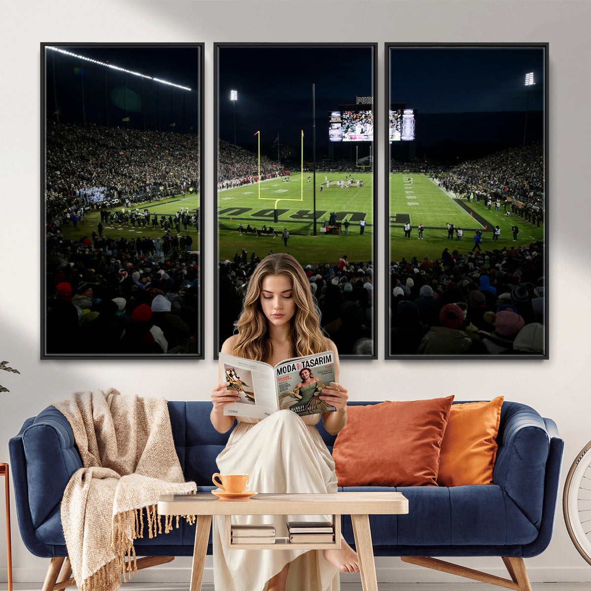 60140-MGV-CV-36X24 - Purdue Boilermakers Football Team Print - West Lafayette Ross–Ade Stadium Wall Art Canvas Print