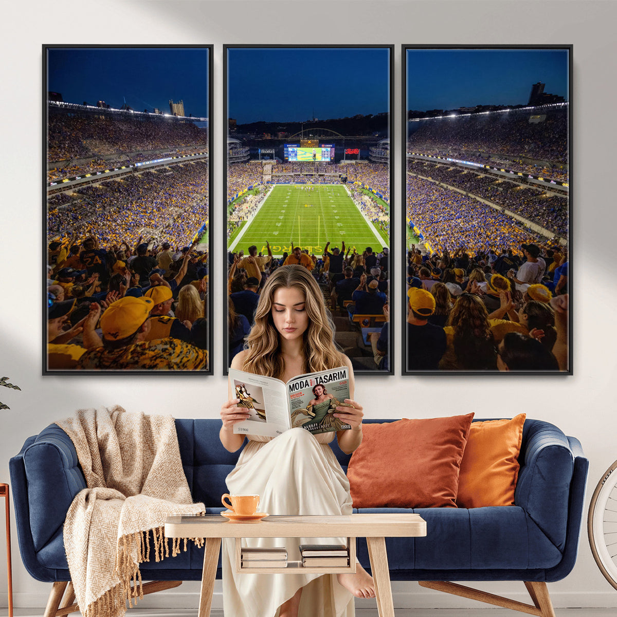 62297-MGV-CV-36X24 - Pittsburgh Panthers Football Team Print - Pittsburgh Acrisure Stadium Wall Art Canvas Print