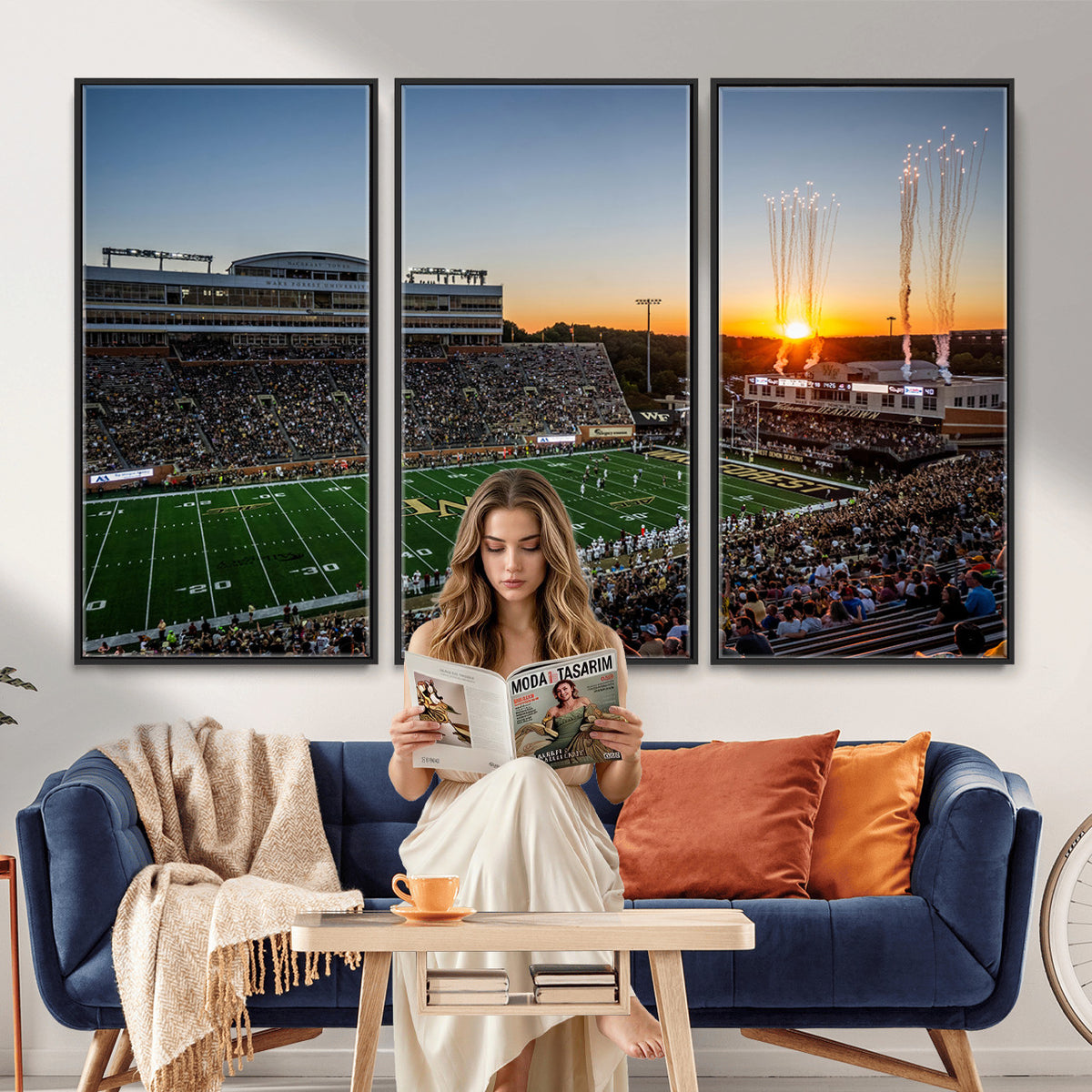 29253-MGV-CV-36X24 - Demon Deacons Football Team Print Canvas- Winston-Salem Allegacy Federal Credit Union Stadium Wall