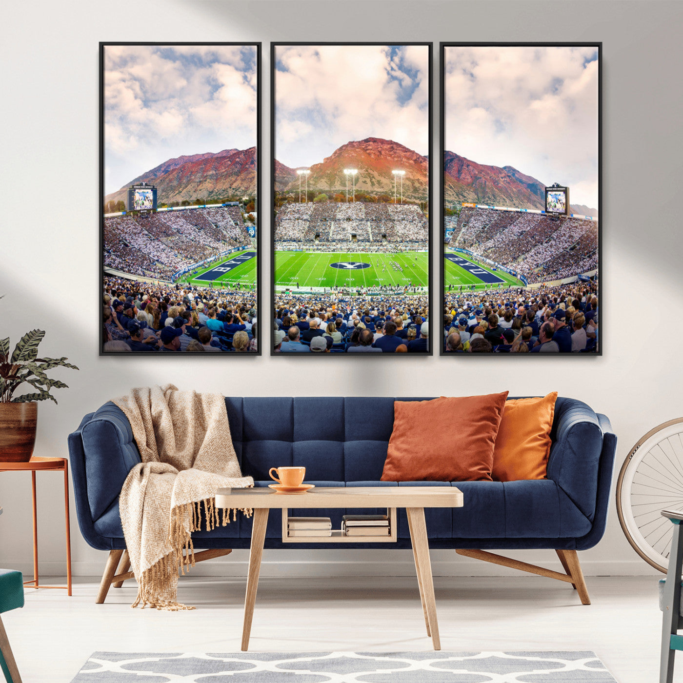 MGV-FC-48X32-3P - Brigham Young University Cougars Football Team Print - Provo LaVell Edwards Stadium Wall Art Canvas