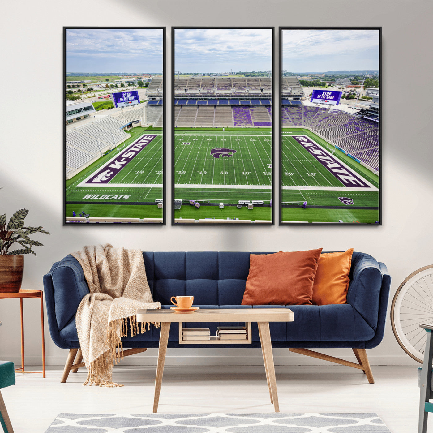 MGV-FC-48X32-3P - KState Wildcats Football Team Print - Manhattan Bill Snyder Family Football Stadium Wall Art Canvas