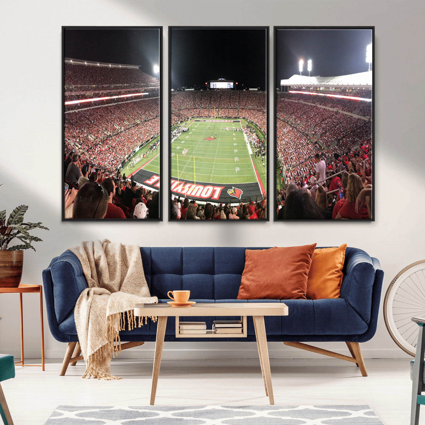 MGV-FC-48X32-3P - University of Louisville Cardinals Football Team Print - Louisville Cardinal Stadium Wall Art Canvas