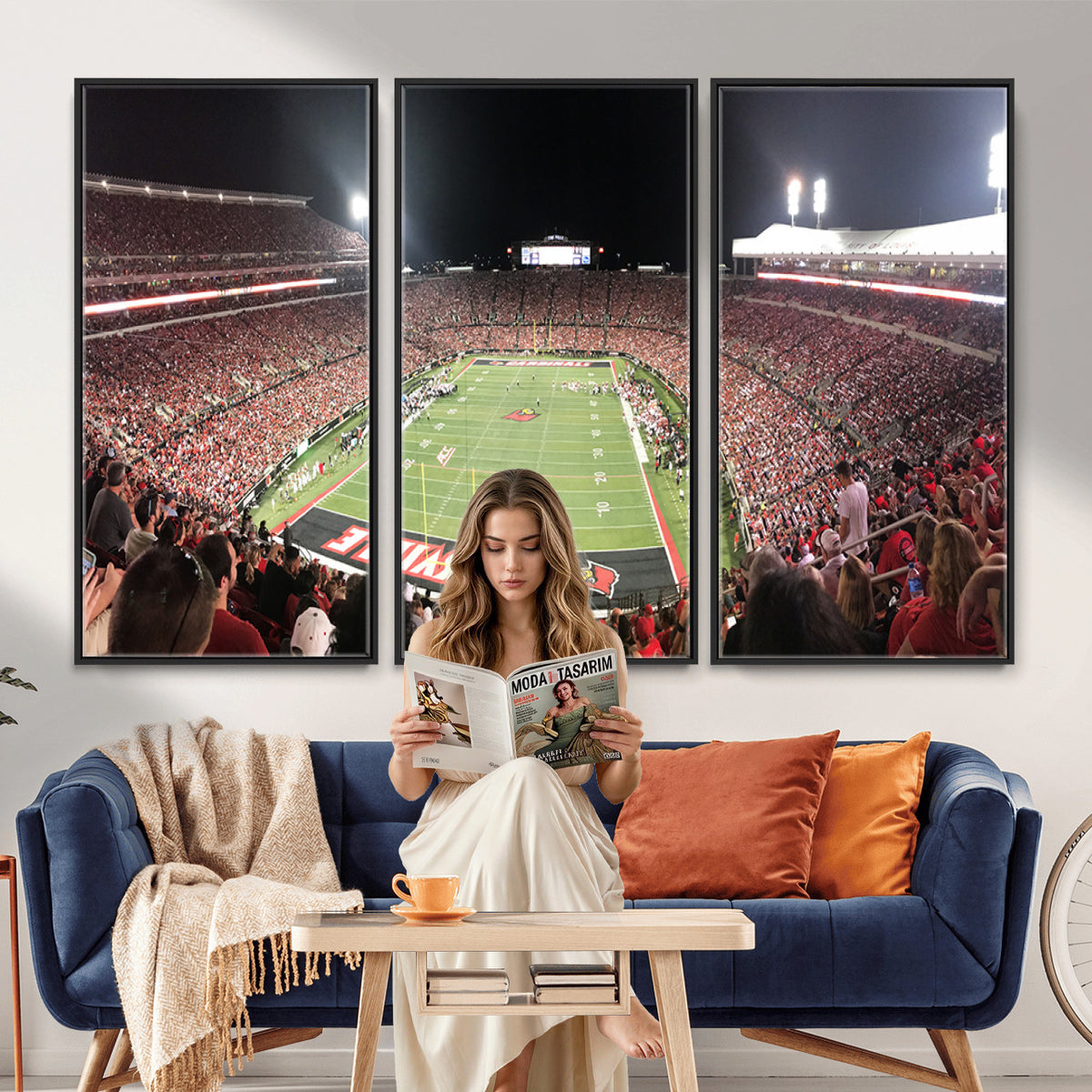 52267-MGV-CV-36X24 - University of Louisville Cardinals Football Team Print - Louisville Cardinal Stadium Wall Art Canvas