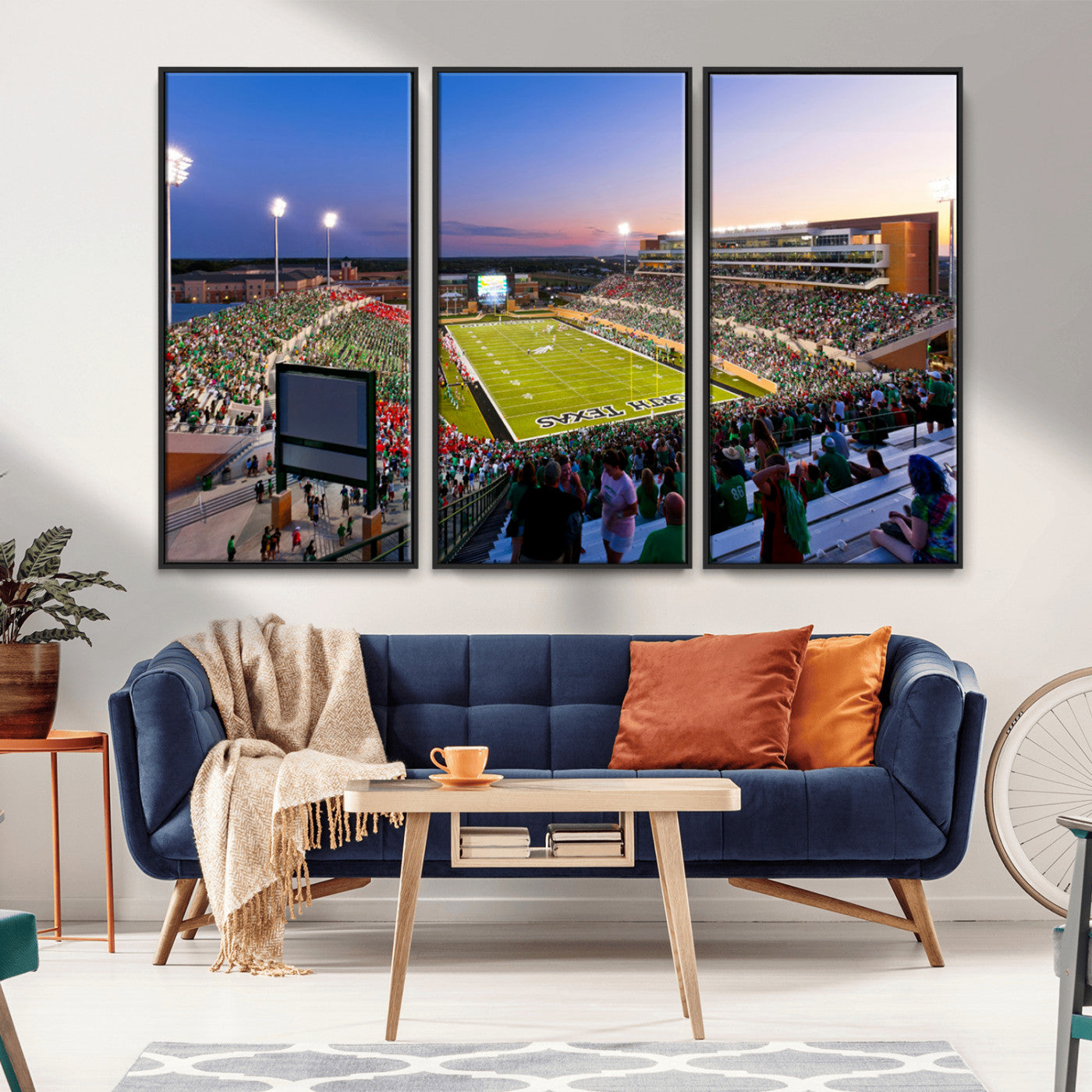 MGV-FC-48X32-3P - University of North Texas Mean Green Football Team Print - Denton DATCU Stadium Wall Art Canvas