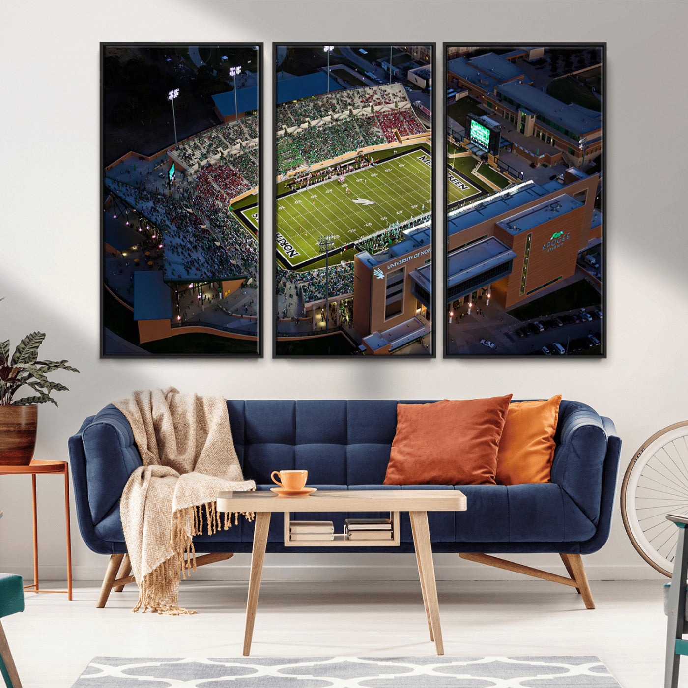 MGV-FC-48X32-3P - University of North Texas Mean Green Football Artwork, Football Team Print - Denton DATCU Stadium