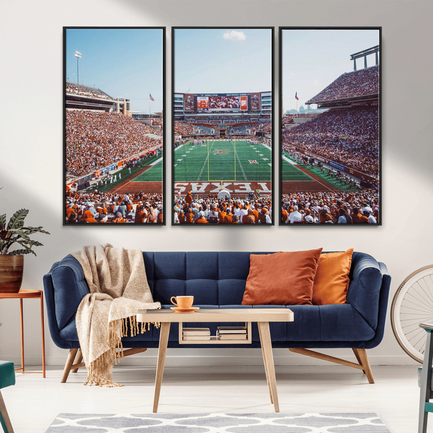 MGV-FC-48X32-3P - Framed Texas Memorial Stadium Canvas, University of Texas Longhorns Football Team Print - Austin