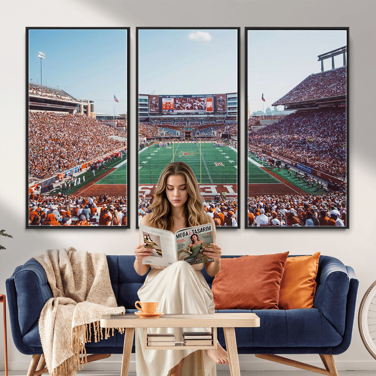 14826-MGV-CV-36X24 - Framed Texas Memorial Stadium Canvas, University of Texas Longhorns Football Team Print - Austin