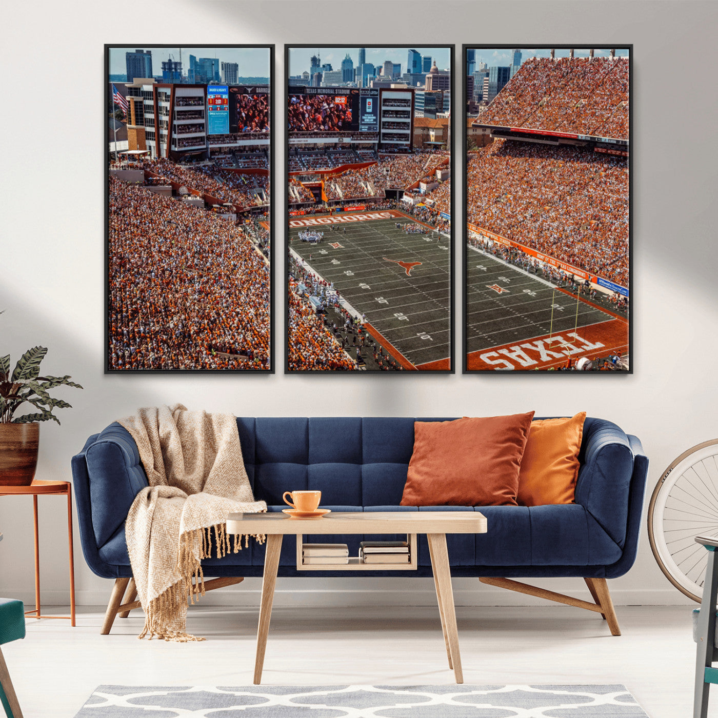 MGV-FC-48X32-3P - University of Texas Longhorns Football Team Print - Austin Darrell K Royal-Texas Memorial Stadium