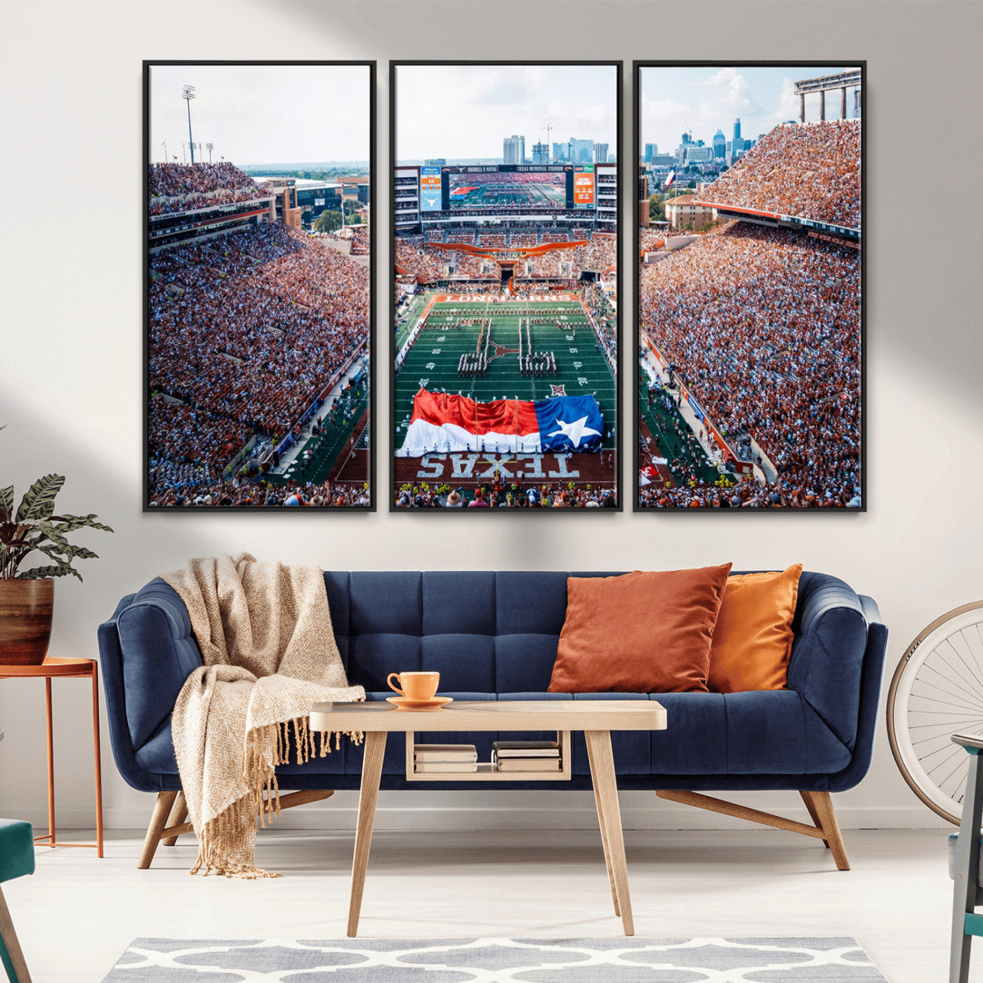 MGV-FC-48X32-3P - University of Texas Longhorns Football Team Canvas Print - Austin Darrell K Royal-Texas Memorial