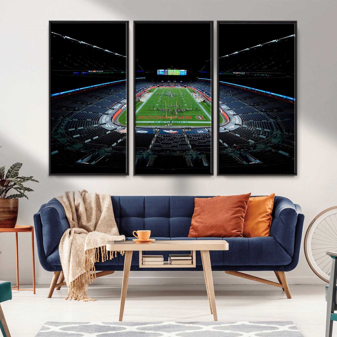 MGV-FC-48X32-3P - Denver Broncos Football Team Print Canvas- Denver Empower Field at Mile High Stadium Wall Art Canvas