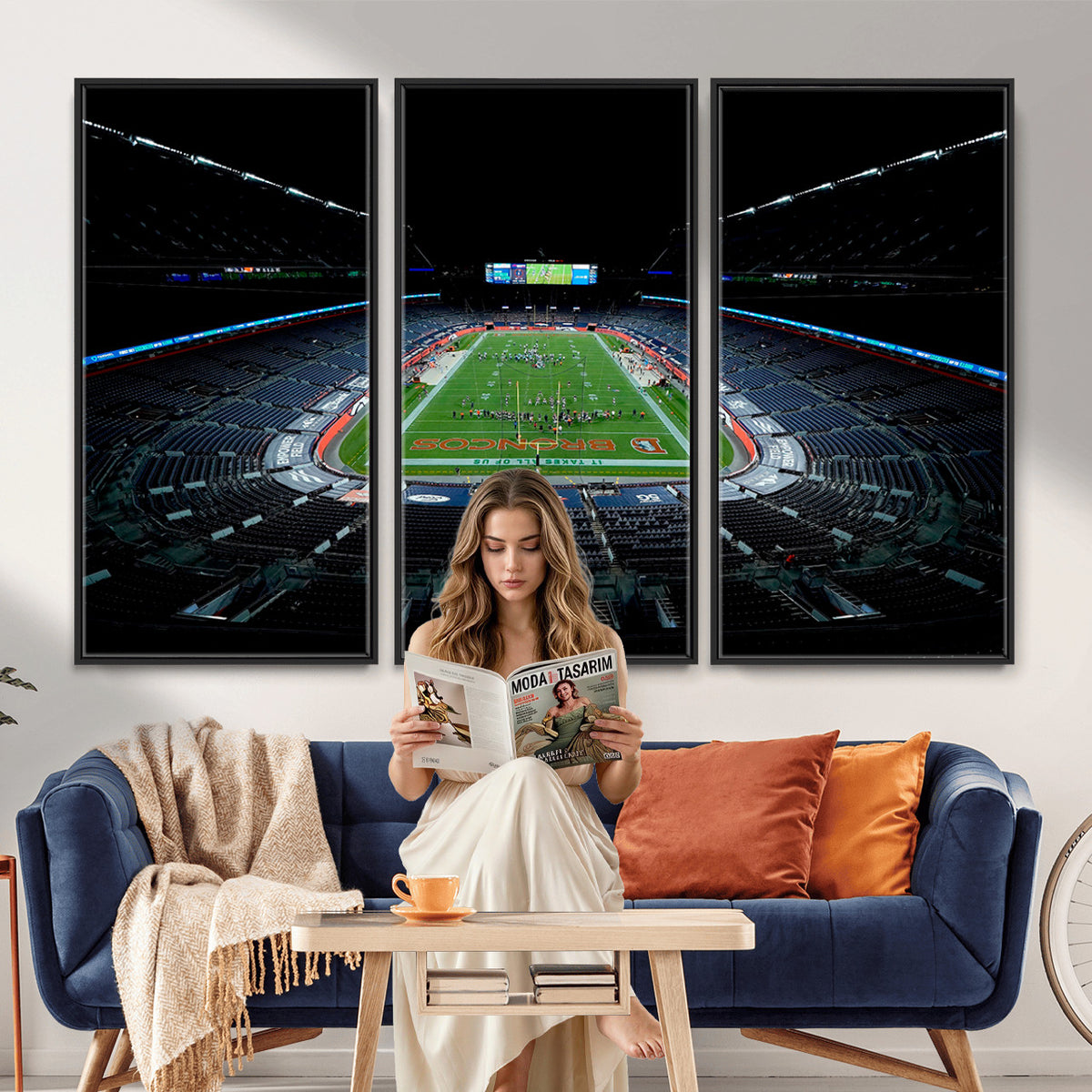 14797-MGV-CV-36X24 - Denver Broncos Football Team Print Canvas- Denver Empower Field at Mile High Stadium Wall Art Canvas