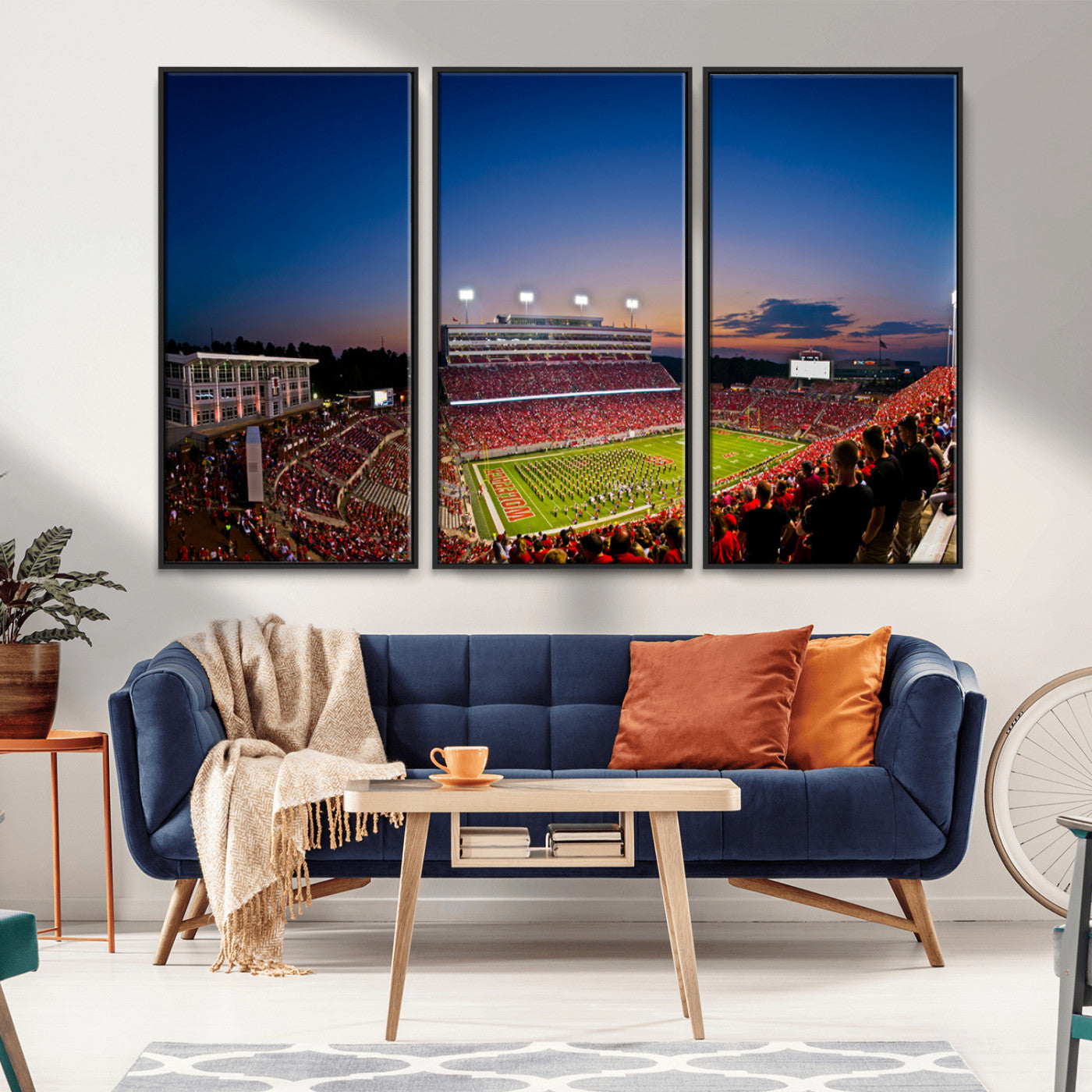 MGV-FC-48X32-3P - Wolfpack Football Team Wall Art Print - Raleigh Carter-Finley Stadium Wall Art Canvas Print